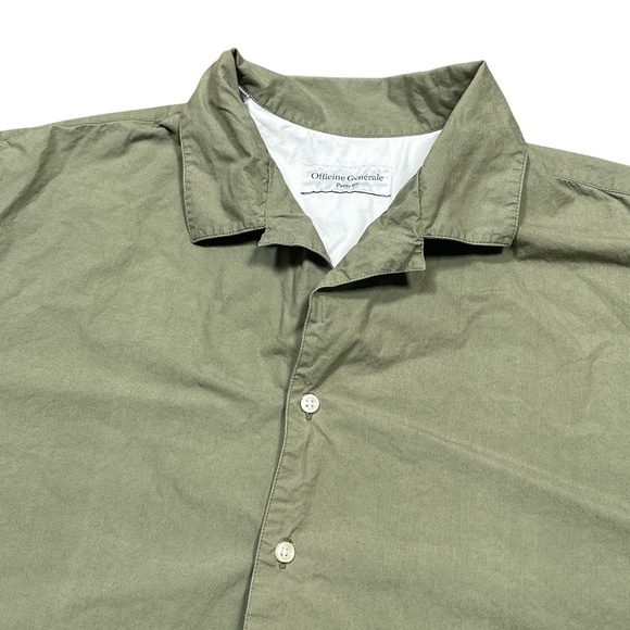 Officine Generale Eren Green Cotton Oversized S/S Button Shirt Mens 2XL - Picture 3 of 8